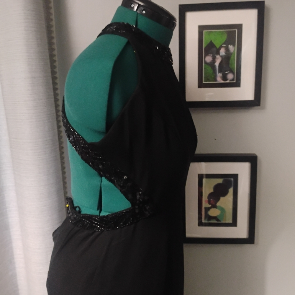 Dave & Johnny Sequin Accent Open Back Black Formal Dress Sz 7 8 - Picture 10 of 14